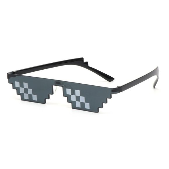 Black 8 Bit Pixel Video Game Sunglasses, Unisex Meme Pixelated Eyewear - Picture 4 of 8